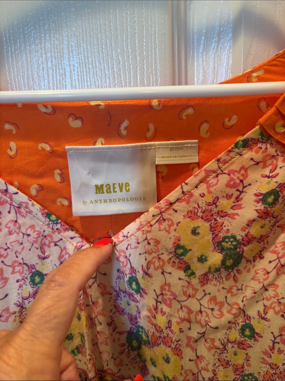 Anthropologie Maeve Ceresco Orange Floral Boho Peasant Blouse Top Size Medium - Picture 2 of 7